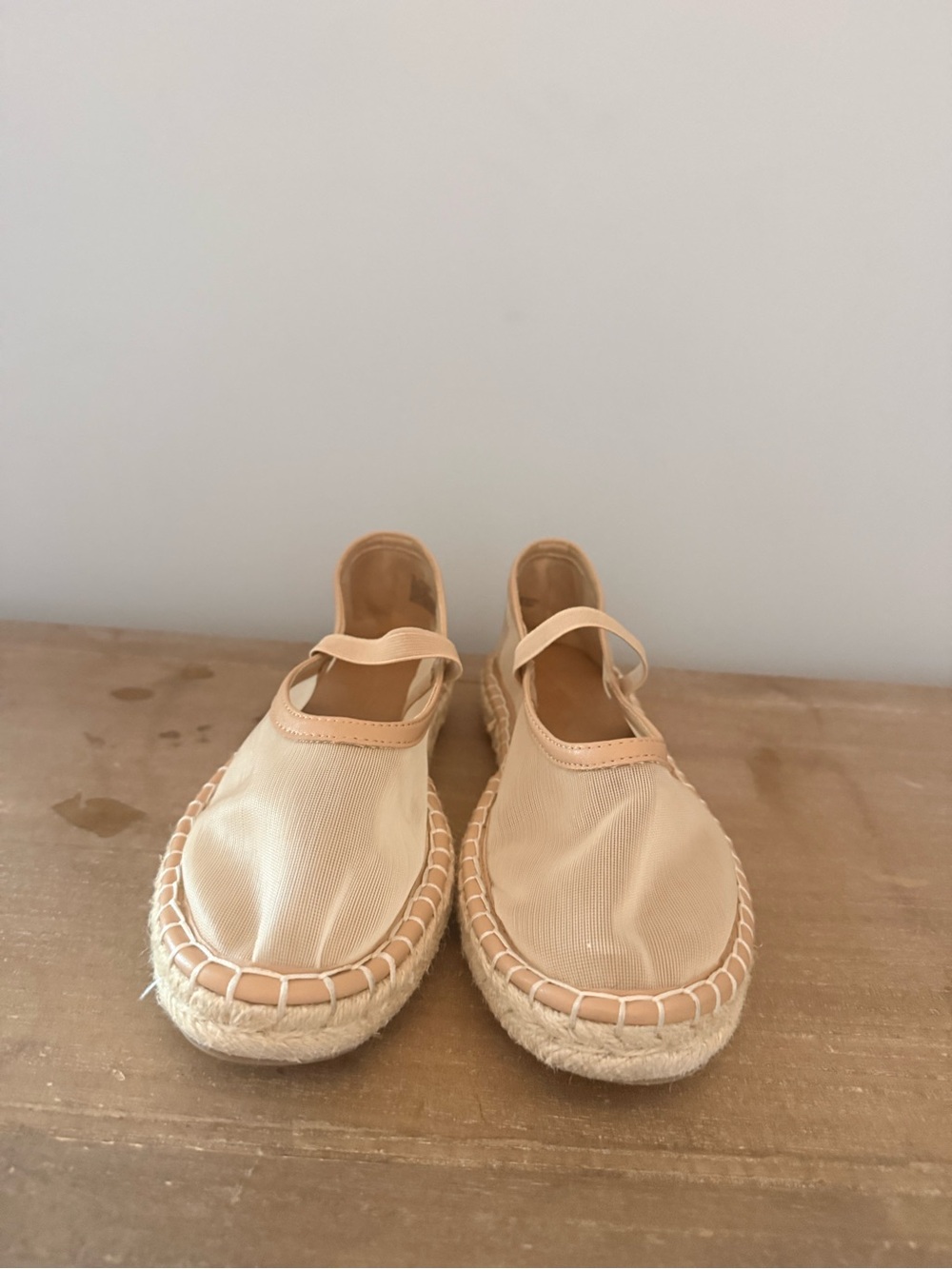 A New Day Mesh Beige Espadrille Mary Jane Flats